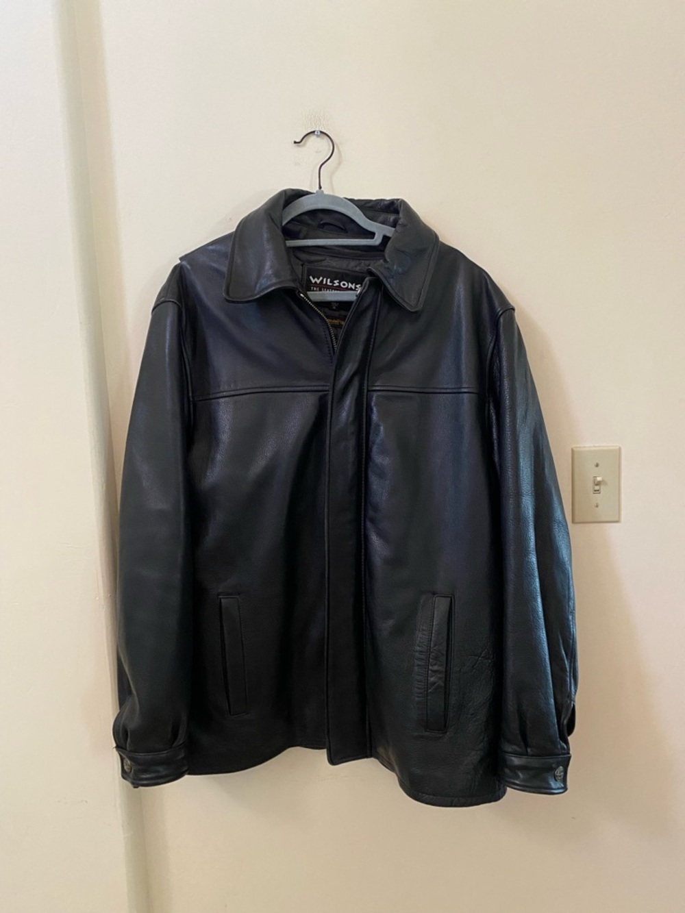 VTG Wilsons Leather Thinsulate Ultra Jacket Black Leather Car Coat Mens M